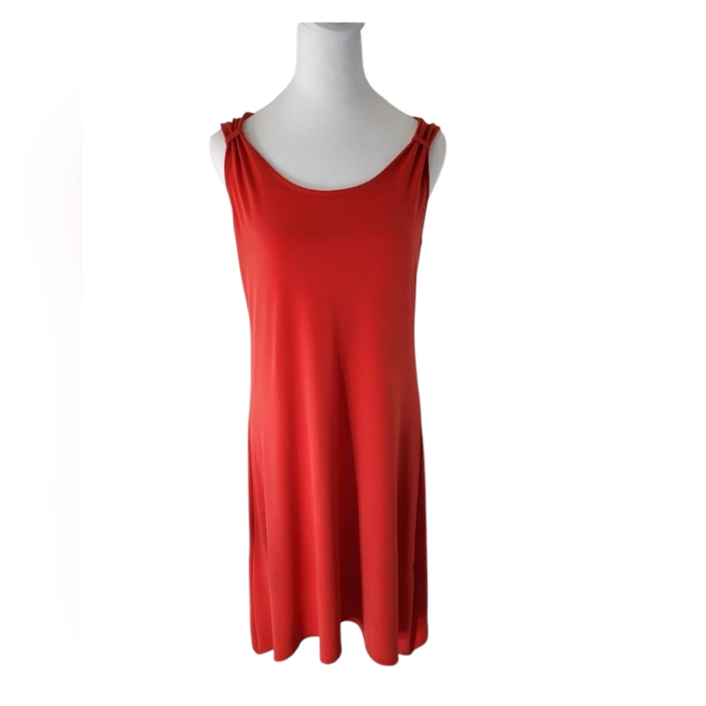 Chico's Solid Orange Sleeveless Shift Dress - 0(4) Petite